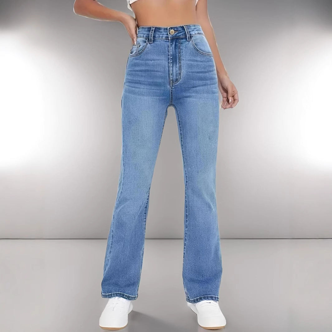 European And American Style Women Skinny Light Blue Jeans For Women Slim-fit Figure Flattering Pants Trendy