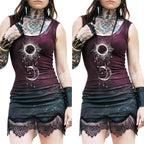 Vintage Print Lace Patchwork Dress Ladies Summer