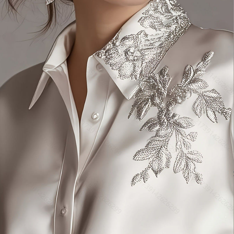 European And American Quality Embroidery Top Shirt Loose