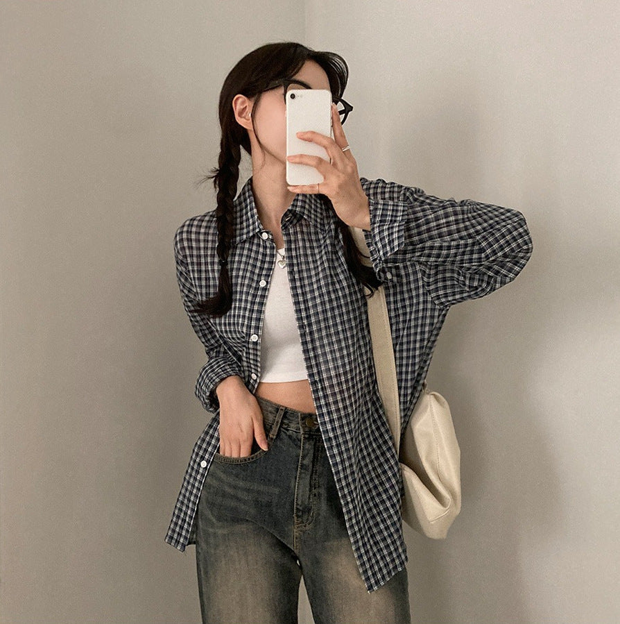 Women's Casual Loose Classic Plaid Fashion Shirt