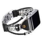 Metal stainless steel chain leather strap