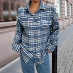 Classic Check Thin Shirt Coat Women's Loose Casual