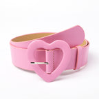 Wide Belt Heart-shaped Buckle Rose Red Decoration