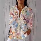 Drop-shoulder Sleeve Women's Long-sleeved Blouse 3D Digital Printing