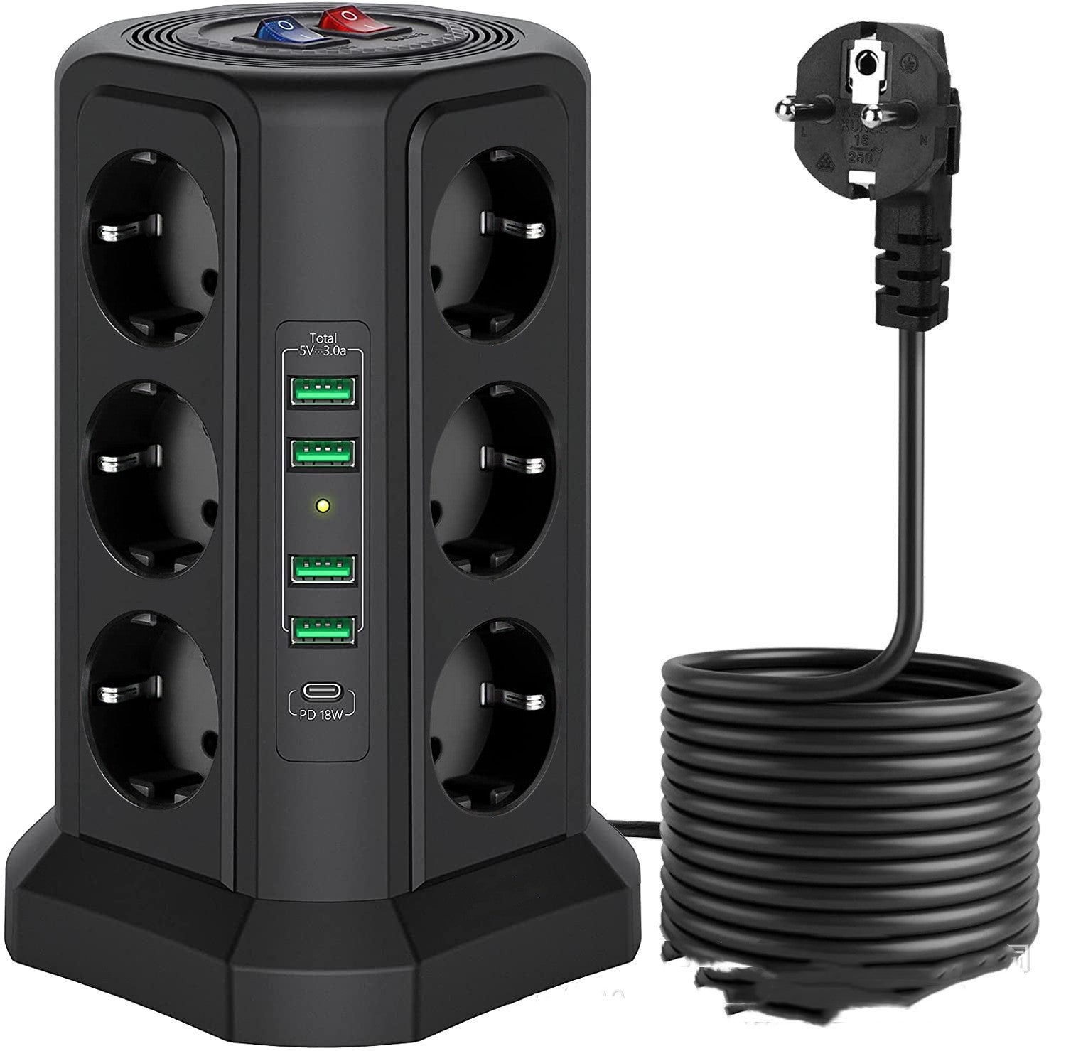 USB Lightning Protection Power Strip Tower Socket