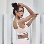 Asymmetric strap bra letters