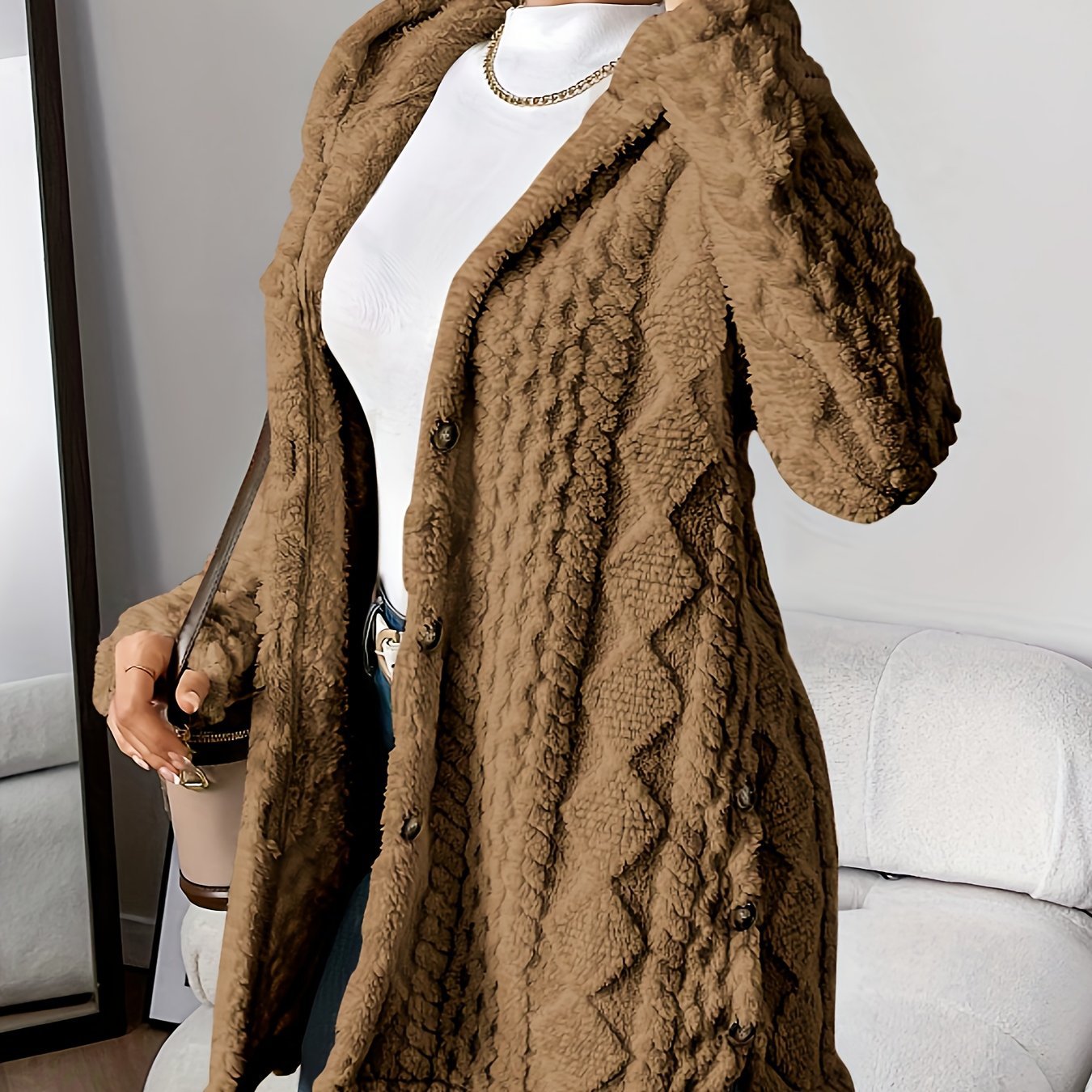 Women's Winter Long Hooded Cardigan Coat