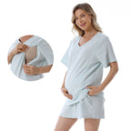 Home Wear Summer Waffle Short Maternity Suit