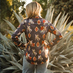 Denim Ethnic Street Printing Slim Fit Women's Shirt